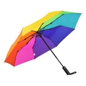 Automatic Rainbow Women's Colorful Folding Umbrella