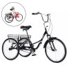 Adult Folding Tricycles 3 Wheel W/Installation Tools with Low Step-Through, Large Basket, Foldable Tricycle for Adults, Women, Men