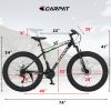 S26109 Elecony 26 Inch Fat Tire Bike Adult/Youth Full Shimano 21 Speed Mountain Bike, Dual Disc Brake, High-Carbon Steel Frame, Front Suspension, Moun