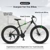 S26109 Elecony 26 Inch Fat Tire Bike Adult/Youth Full Shimano 21 Speed Mountain Bike, Dual Disc Brake, High-Carbon Steel Frame, Front Suspension, Moun