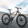 S26109 Elecony 26 Inch Fat Tire Bike Adult/Youth Full Shimano 21 Speed Mountain Bike, Dual Disc Brake, High-Carbon Steel Frame, Front Suspension, Moun