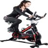 Exercise Stationary Bike 330 Lbs Weight Capacity, Spin Indoor Cycling Bike with LCD Monitor and Comfortable Seat Cushion for Home Gym Cardio Fitness T