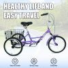 Adult Folding Tricycles 3 Wheel W/Installation Tools with Low Step-Through, Large Basket, Foldable Tricycle for Adults, Women, Men