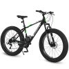 S26109 Elecony 26 Inch Fat Tire Bike Adult/Youth Full Shimano 21 Speed Mountain Bike, Dual Disc Brake, High-Carbon Steel Frame, Front Suspension, Moun