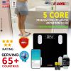 5 Core Smart Digital Bathroom Weighing Scale with Body Fat and Water Weight for People; Bluetooth BMI Electronic Body Analyzer Machine; 400 lbs