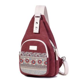 Canvas Chest Bag Unisex Leisure Bag Personality Ethnic Style (Color: Red)