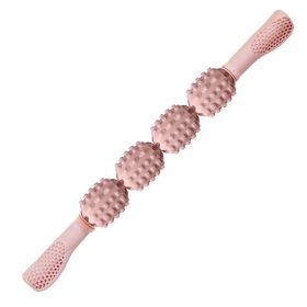 Rolling Back Fascia Female Handheld Massage Mace (Option: Pink-Four wheels)