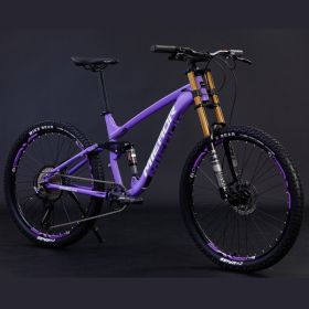 Aluminum Alloy Soft Tail Oil Brake Damping Mountain Bike Bicyc (Option: Purple-High configuration version-26x17inch)