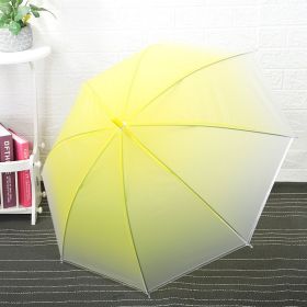 Long Handle Transparent Color Gradient Straight Umbrella Frosted Film Dance Umbrella (Option: Yellow-Diameter 91)