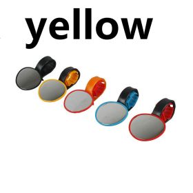 Bicycle Rearview Mirror Mountain Reflection Type 360 Degree Rotation (Option: Yellow-Round rearview mirror)