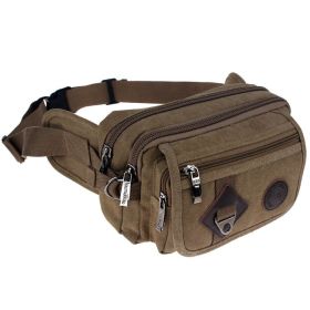 Outdoor Sports Running Canvas Crossbody Waist Bag (Color: Khaki)