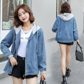 Real Shot Denim Coat Short All-match Hooded Jacket Slimming Fat (Option: Picture Color-S)