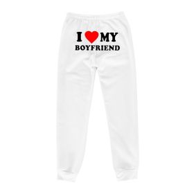 I MY BOYFRIEND Back Printing Casual Sweatpants Men And Women (Option: White Back Picture-S)