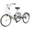 Adult Tricycle Trikes; 3-Wheel Bikes; 26 Inch Wheels Cruiser Bicycles with Large Shopping Basket for Women and Men