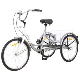 Adult Tricycle Trikes; 3-Wheel Bikes; 26 Inch Wheels Cruiser Bicycles with Large Shopping Basket for Women and Men (Color: as Pic)