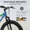 S24109 Elecony 24 Inch Fat Tire Bike Adult/Youth Full Shimano 7 Speeds Mountain Bike, Dual Disc Brake, High-Carbon Steel Frame, Front Suspension, Moun