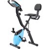 Folding Exercise Bike; Fitness Upright and Recumbent X-Bike with 10-Level Adjustable Resistance; Arm Bands and Backrest