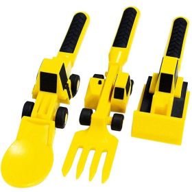 Children's Bulldozer Tableware Three-piece Set (Option: Spoon 3 Piece Set)