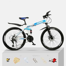 Dual Shock Absorbing Off-road Variable Speed Racing Male And Female Student Bikes (Option: White blue-1 Style-21speed)